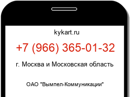 Информация о номере телефона +7 (966) 365-01-32: регион, оператор