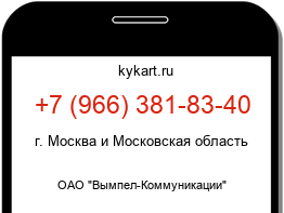 Информация о номере телефона +7 (966) 381-83-40: регион, оператор