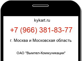 Информация о номере телефона +7 (966) 381-83-77: регион, оператор