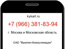 Информация о номере телефона +7 (966) 381-83-94: регион, оператор