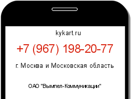 Информация о номере телефона +7 (967) 198-20-77: регион, оператор