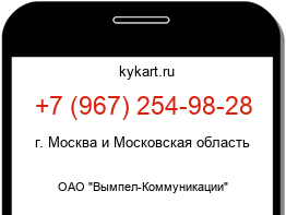 Информация о номере телефона +7 (967) 254-98-28: регион, оператор