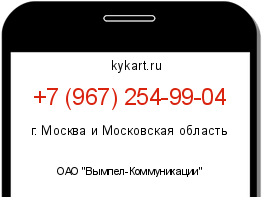 Информация о номере телефона +7 (967) 254-99-04: регион, оператор