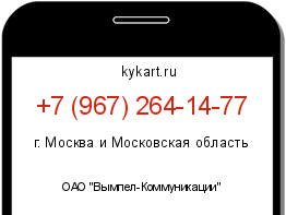 Информация о номере телефона +7 (967) 264-14-77: регион, оператор