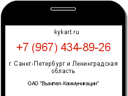 Информация о номере телефона +7 (967) 434-89-26: регион, оператор