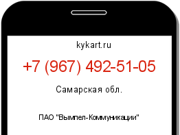Информация о номере телефона +7 (967) 492-51-05: регион, оператор
