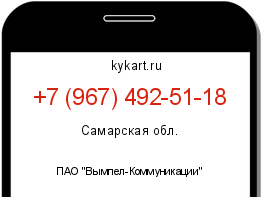 Информация о номере телефона +7 (967) 492-51-18: регион, оператор