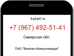 Информация о номере телефона +7 (967) 492-51-41: регион, оператор