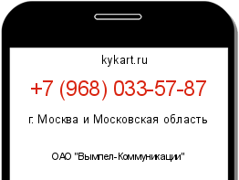 Информация о номере телефона +7 (968) 033-57-87: регион, оператор