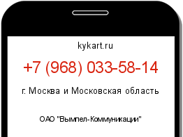 Информация о номере телефона +7 (968) 033-58-14: регион, оператор