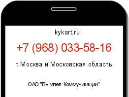 Информация о номере телефона +7 (968) 033-58-16: регион, оператор