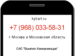 Информация о номере телефона +7 (968) 033-58-31: регион, оператор