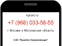 Информация о номере телефона +7 (968) 033-58-55: регион, оператор