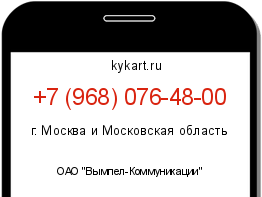 Информация о номере телефона +7 (968) 076-48-00: регион, оператор