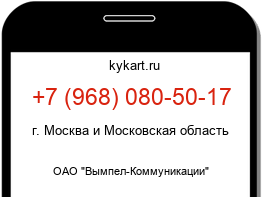 Информация о номере телефона +7 (968) 080-50-17: регион, оператор