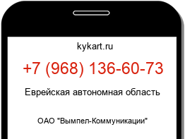Информация о номере телефона +7 (968) 136-60-73: регион, оператор