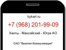 Информация о номере телефона +7 (968) 201-99-09: регион, оператор
