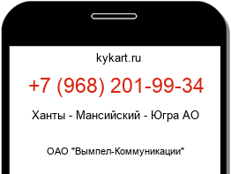 Информация о номере телефона +7 (968) 201-99-34: регион, оператор