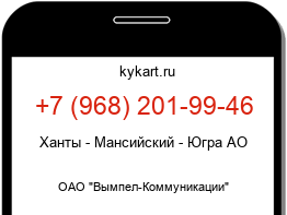 Информация о номере телефона +7 (968) 201-99-46: регион, оператор
