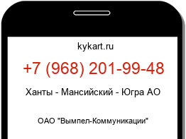 Информация о номере телефона +7 (968) 201-99-48: регион, оператор