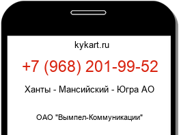 Информация о номере телефона +7 (968) 201-99-52: регион, оператор