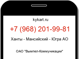 Информация о номере телефона +7 (968) 201-99-81: регион, оператор