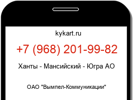 Информация о номере телефона +7 (968) 201-99-82: регион, оператор