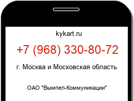 Информация о номере телефона +7 (968) 330-80-72: регион, оператор