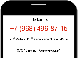 Информация о номере телефона +7 (968) 496-87-15: регион, оператор