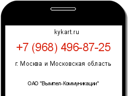 Информация о номере телефона +7 (968) 496-87-25: регион, оператор