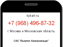 Информация о номере телефона +7 (968) 496-87-32: регион, оператор