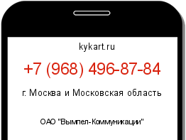 Информация о номере телефона +7 (968) 496-87-84: регион, оператор