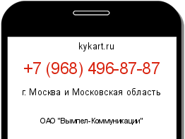Информация о номере телефона +7 (968) 496-87-87: регион, оператор
