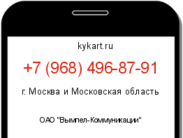 Информация о номере телефона +7 (968) 496-87-91: регион, оператор