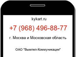 Информация о номере телефона +7 (968) 496-88-77: регион, оператор