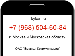 Информация о номере телефона +7 (968) 504-60-84: регион, оператор