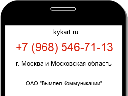 Информация о номере телефона +7 (968) 546-71-13: регион, оператор