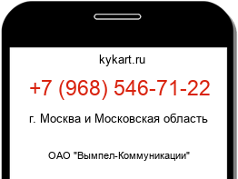 Информация о номере телефона +7 (968) 546-71-22: регион, оператор