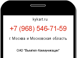 Информация о номере телефона +7 (968) 546-71-59: регион, оператор
