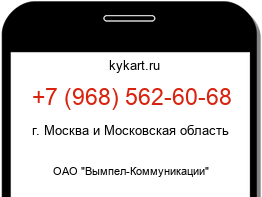 Информация о номере телефона +7 (968) 562-60-68: регион, оператор