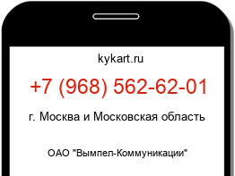 Информация о номере телефона +7 (968) 562-62-01: регион, оператор
