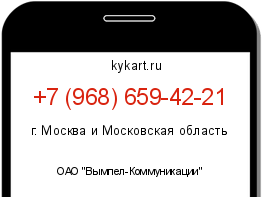 Информация о номере телефона +7 (968) 659-42-21: регион, оператор