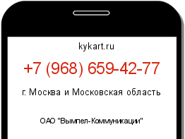 Информация о номере телефона +7 (968) 659-42-77: регион, оператор