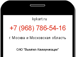Информация о номере телефона +7 (968) 786-54-16: регион, оператор