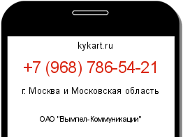 Информация о номере телефона +7 (968) 786-54-21: регион, оператор