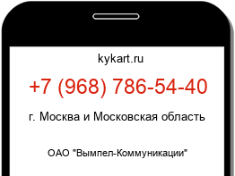 Информация о номере телефона +7 (968) 786-54-40: регион, оператор