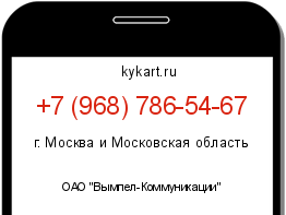 Информация о номере телефона +7 (968) 786-54-67: регион, оператор
