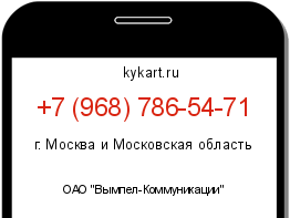 Информация о номере телефона +7 (968) 786-54-71: регион, оператор
