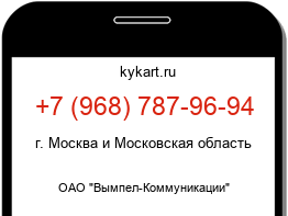 Информация о номере телефона +7 (968) 787-96-94: регион, оператор