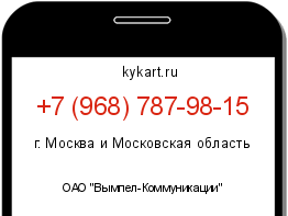 Информация о номере телефона +7 (968) 787-98-15: регион, оператор